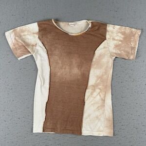 Vintage 70s Buccaneer Panel Knit T‎ Shirt Women's XS Brown Cream Boho Hippie